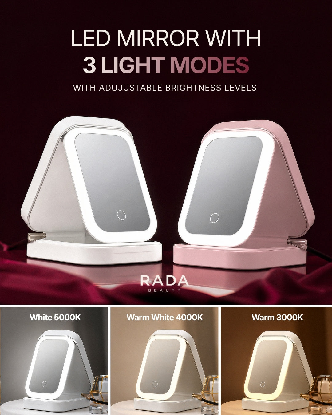 Compact Makeup & Jewelry Box with LED Mirror