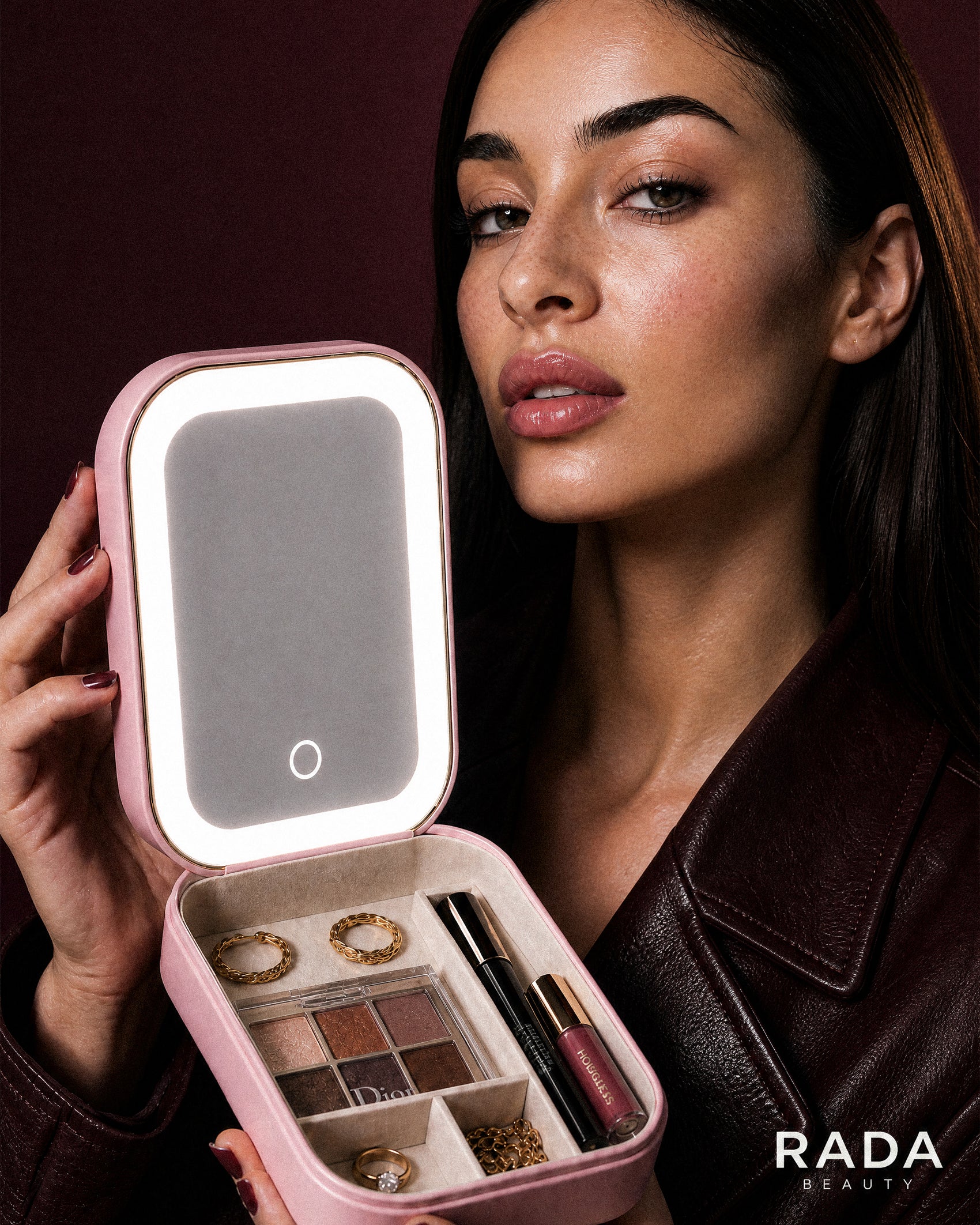 Compact Makeup & Jewelry Box with LED Mirror